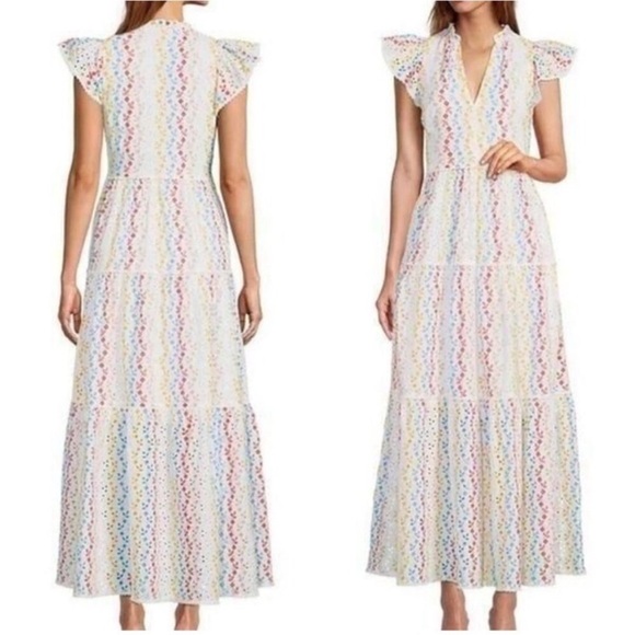 ANTONIO MELANI x KIMBERLY WHITMAN EYELET DRESS 100% COTTON FLORAL WHITE SIZE 12 - Picture 11 of 12